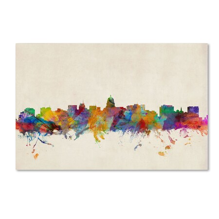 Michael Tompsett 'Madison Watercolor Skyline' Canvas Art,12x19